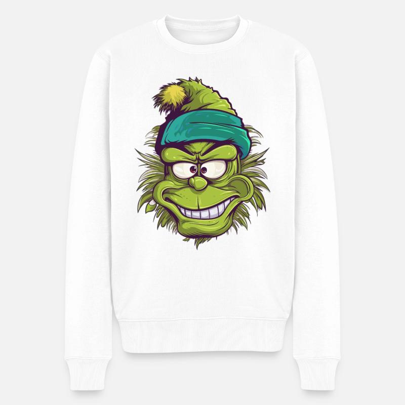 Gnom Wichtel - Männer Premium Bio Pullover - Weiß