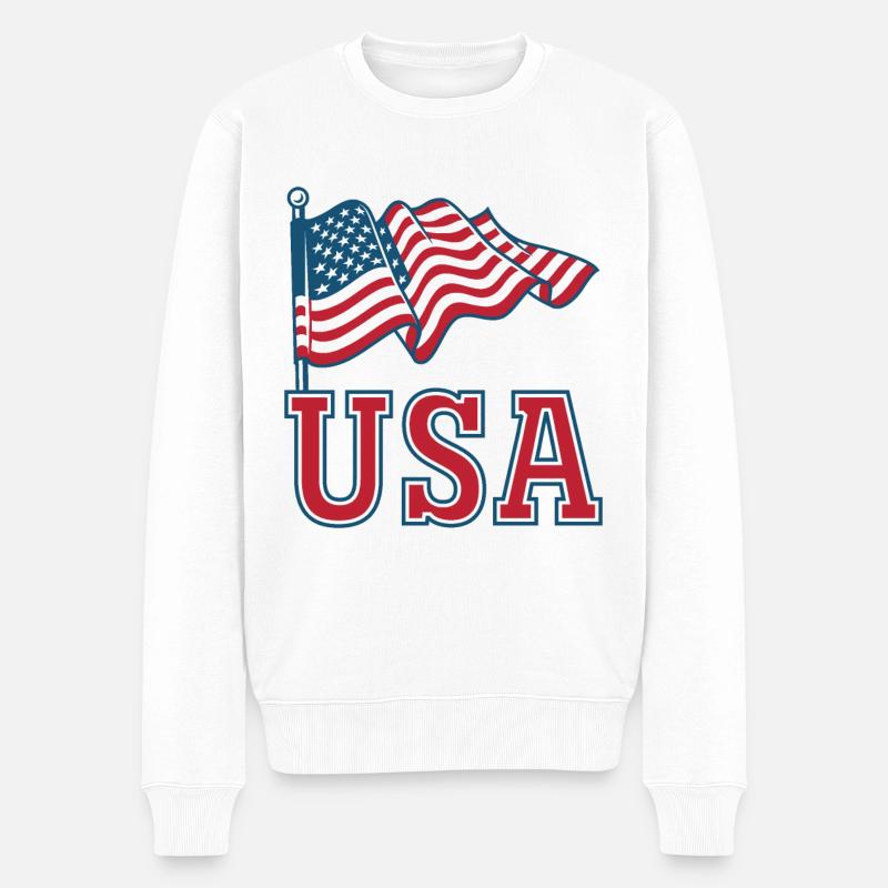 Drapeau des États-Unis - Pull Premium bio Homme - blanc