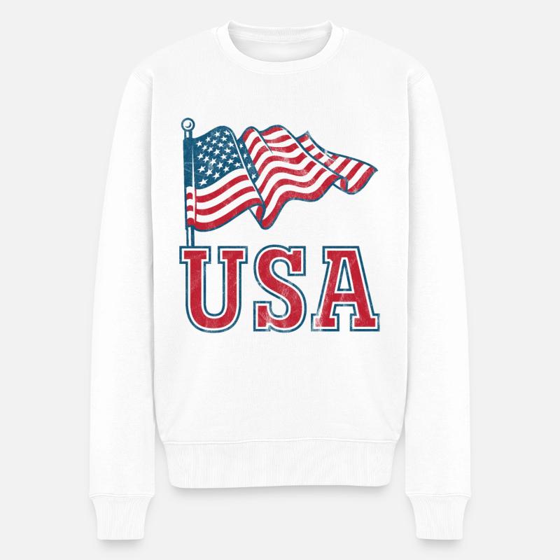 États-Unis avec drapeau - Pull Premium bio Homme - blanc