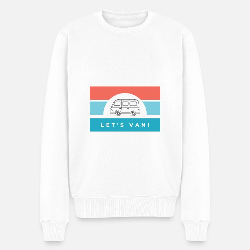 Van, Reisen, Camping, Bus - Männer Premium Bio Pullover - Weiß