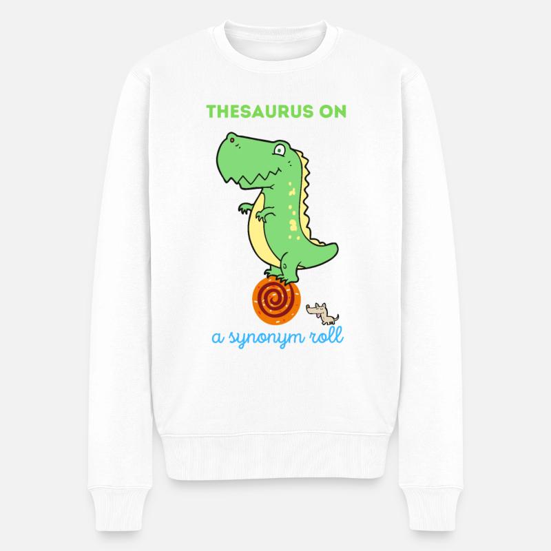 Dictionnaire des synonymes sur un rouleau de synonymes Dinosaure - Pull Premium bio Homme - blanc