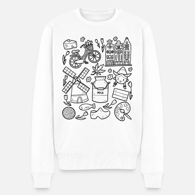 Hollande Pays-Bas Amsterdam - Pull Premium bio Homme - blanc