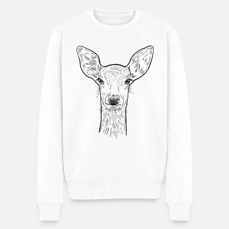 Reh - Männer Premium Bio Pullover - Weiß