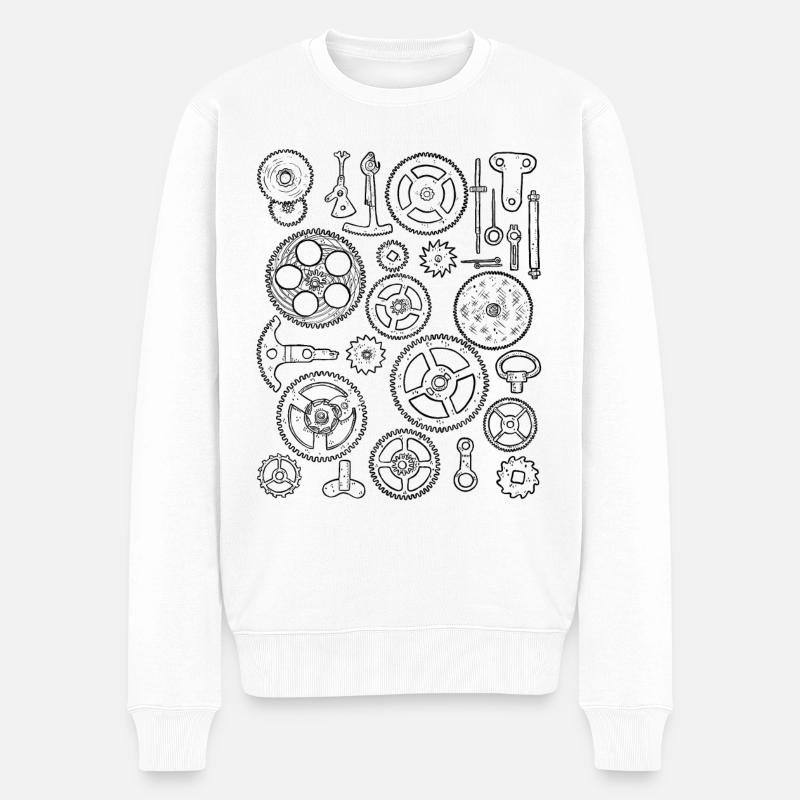 Uhr Einzelteile Uhrteile Zahnrad Mechanik Uhrwerk - Männer Premium Bio Pullover - Weiß