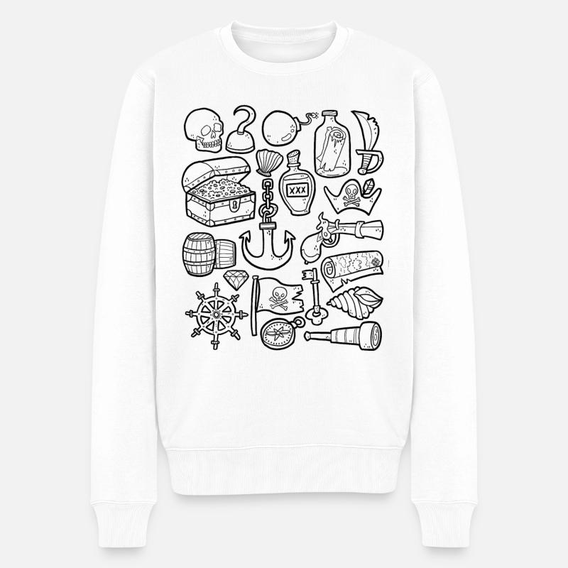 Piraten - Männer Premium Bio Pullover - Weiß