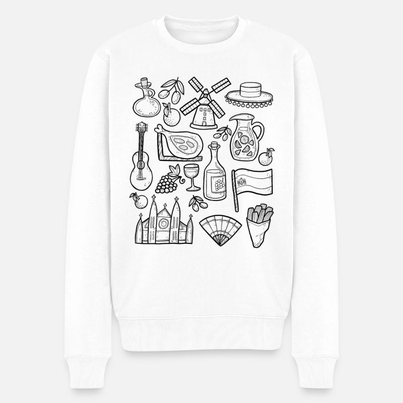 Spanien - Männer Premium Bio Pullover - Weiß