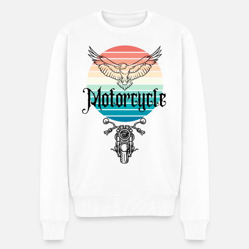 Frei wie ein Vogel : Motorcycle - Männer Premium Bio Pullover - Weiß