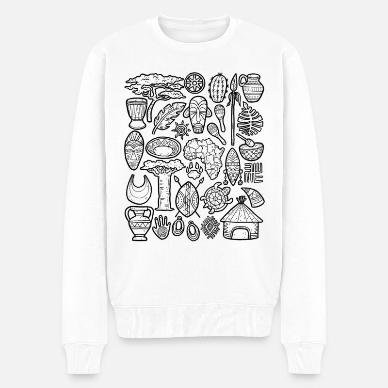 Afrika - Männer Premium Bio Pullover - Weiß
