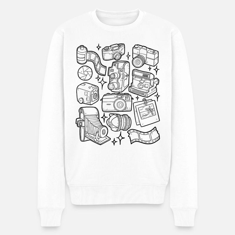 Caméras analogiques - Pull Premium bio Homme - blanc