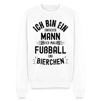 Fußball Fussball Bier lustiger Spruch Deutschland - Männer Premium Bio Pullover - Weiß - Vorne - Thijin (182cm)