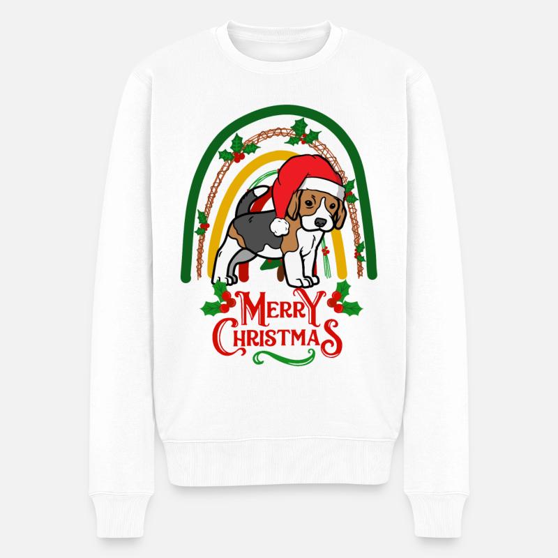 Beagle de Noël Kawaii - Pull Premium bio Homme - blanc