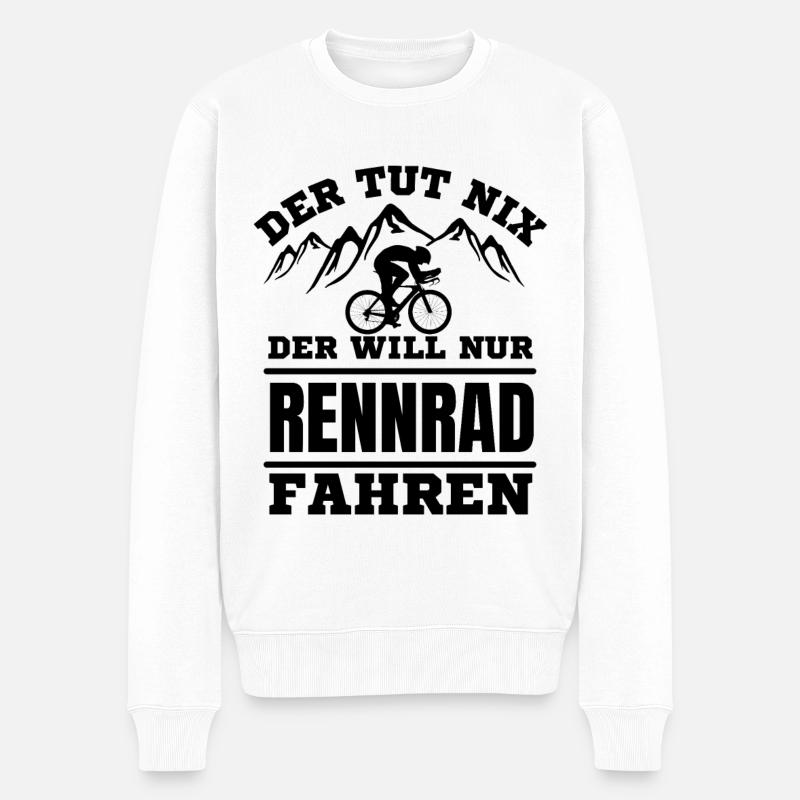 Rennrad fahren lustiger Spruch - Männer Premium Bio Pullover - Weiß
