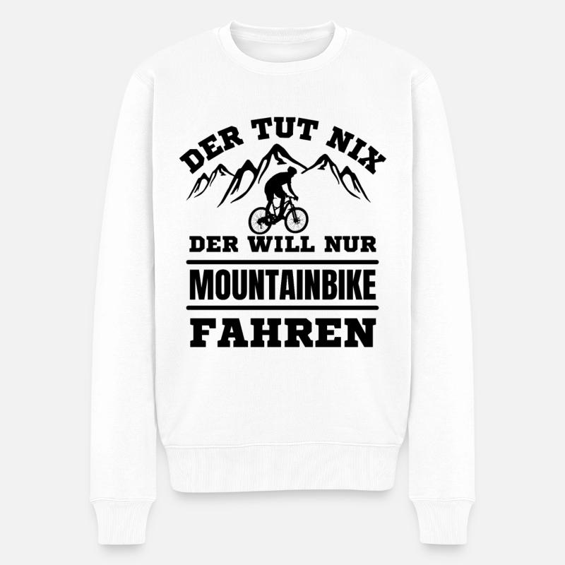 Mountainbike fahren lustiger Spruch - Männer Premium Bio Pullover - Weiß
