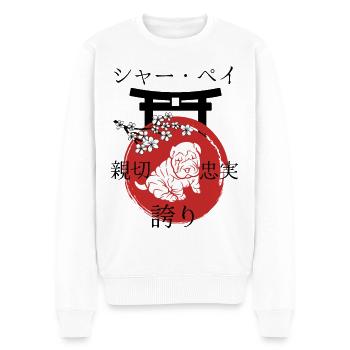 Shar Pei Japan Kanji - Männer Premium Bio Pullover - Weiß - Vorne - Thijin (182cm)