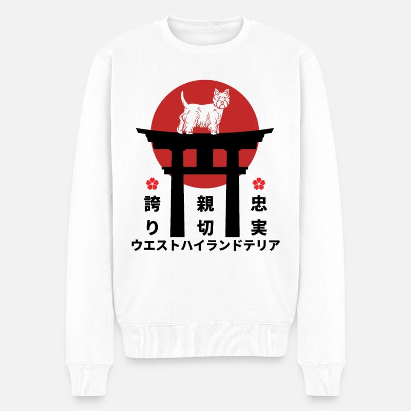 West Highland white Terrier Japan Kanji Stil - Männer Premium Bio Pullover - Weiß