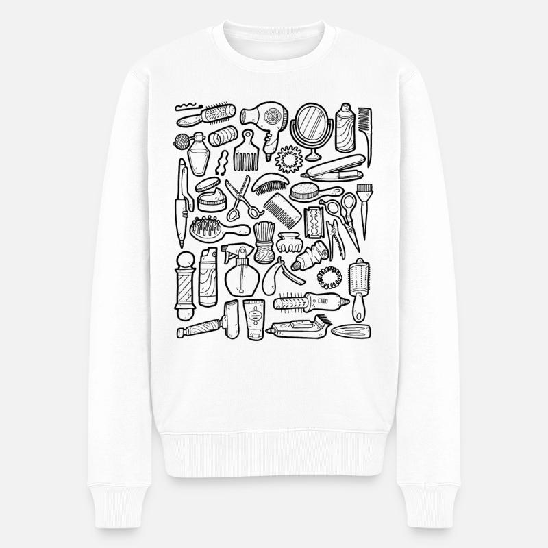 Frisör & Barbier Doodles - Männer Premium Bio Pullover - Weiß