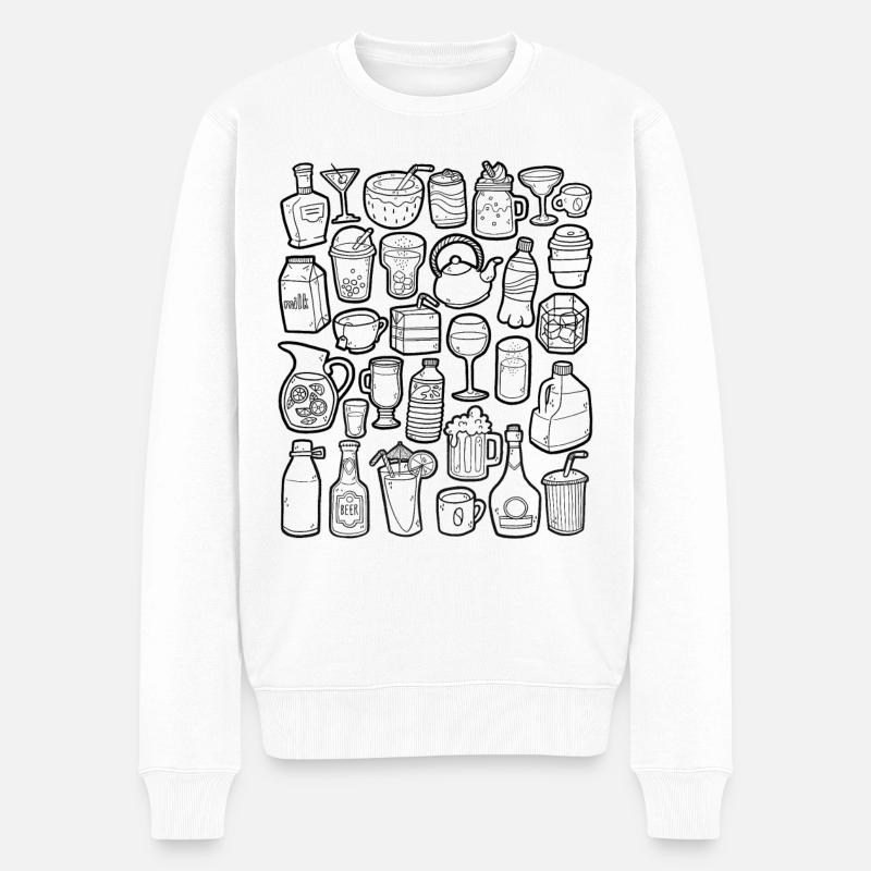 Getränke Doodle - Männer Premium Bio Pullover - Weiß