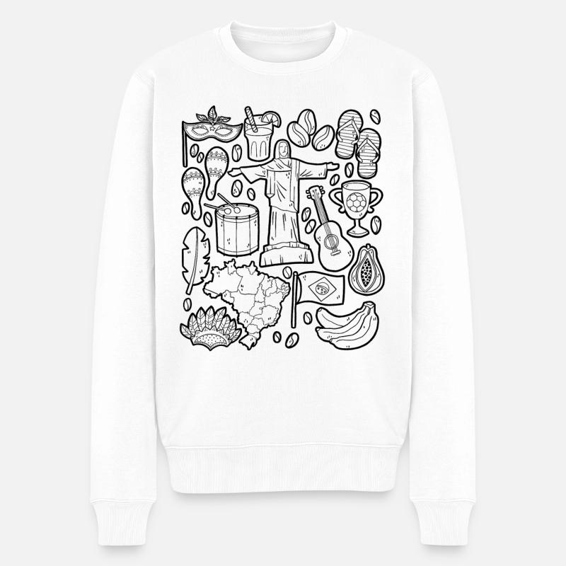 Brasilien - Männer Premium Bio Pullover - Weiß