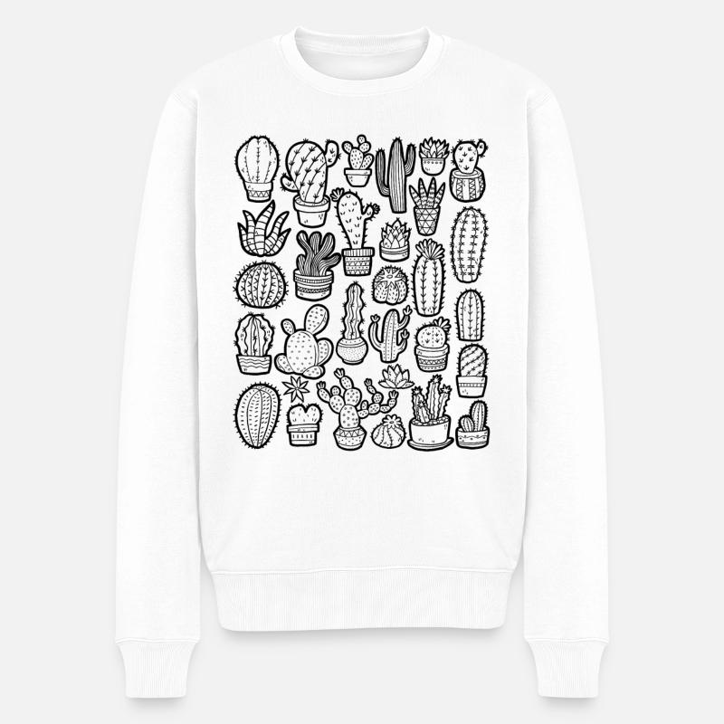 Cactus Doodle - Pull Premium bio Homme - blanc