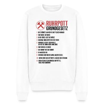 Ruhrgebiet Lustig Spruch Ruhrpott Grundgesetz - Männer Premium Bio Pullover - Weiß - Vorne - Thijin (182cm)