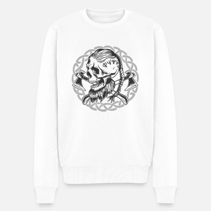 Keltischer Wikinger Walhalla-krieger - Männer Premium Bio Pullover - Weiß