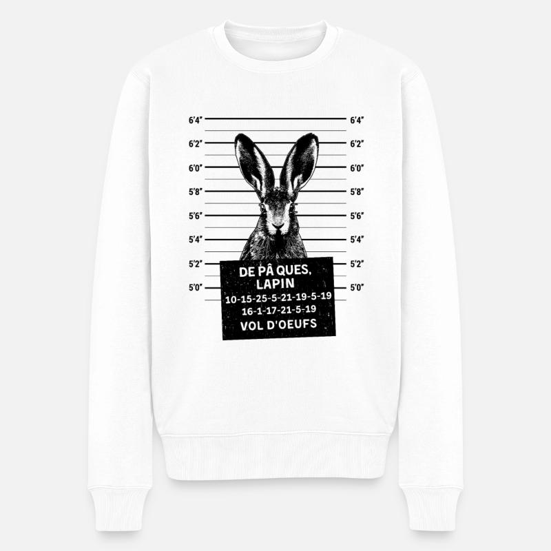 Lapin de Pâques Mugshot - Pull Premium bio Homme - blanc