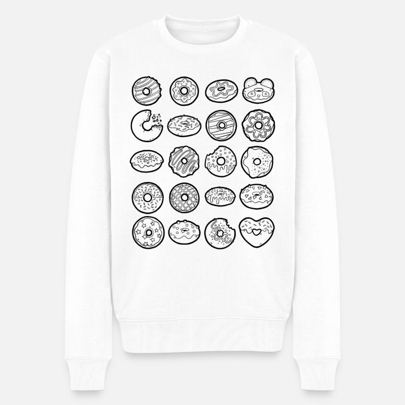 Donut Doodles Doughnut Streusel Süßigkeit - Männer Premium Bio Pullover - Weiß