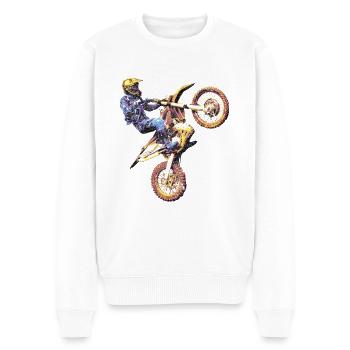 Dirt Bike Fahrer Enduro Motocross Rennen - Männer Premium Bio Pullover - Weiß - Vorne - Thijin (182cm)