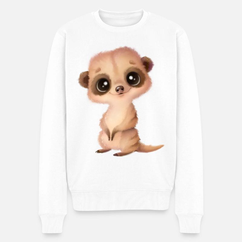 Suricate mignon avec des yeux - Pull Premium bio Homme - blanc