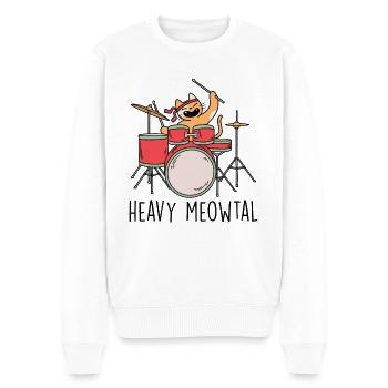 Lustige Katze Heavy Metal Rock Musik Festival - Männer Premium Bio Pullover - Weiß - Vorne - Thijin (182cm)