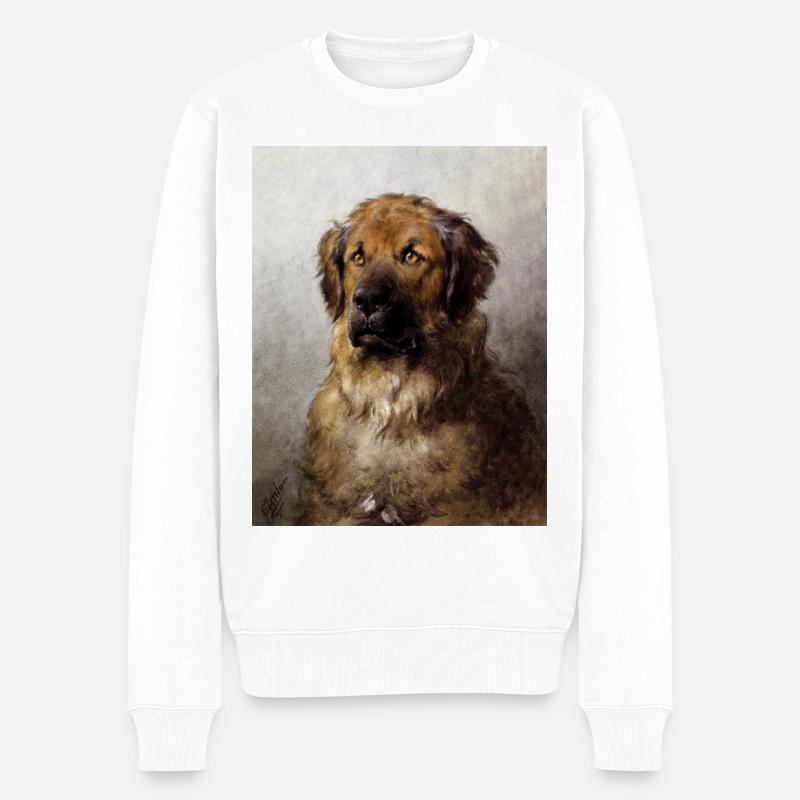 Realismus Hunde Portrait Leonberger - Männer Premium Bio Pullover - Weiß