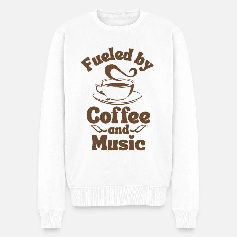 Kaffee-Musik-Liebhaber - Männer Premium Bio Pullover - Weiß