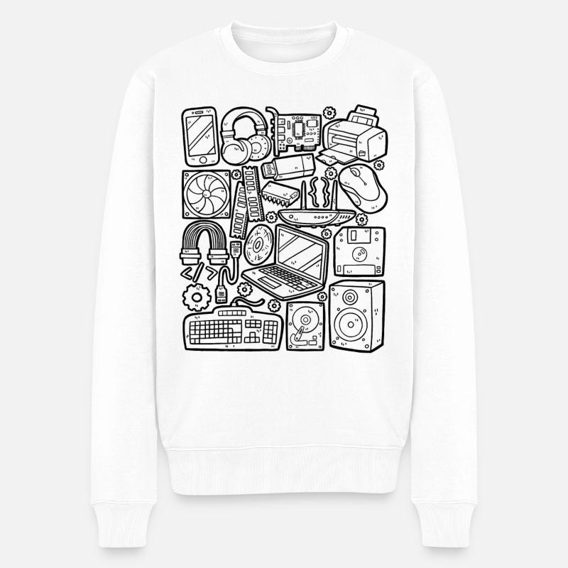 Ordinateur - Pull Premium bio Homme - blanc