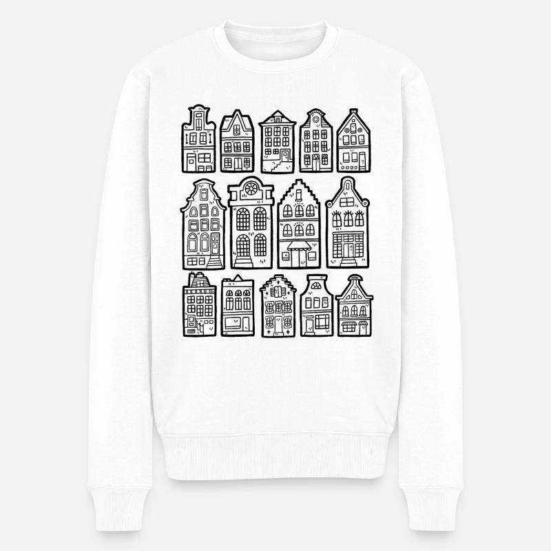 Holländische Häuser - Männer Premium Bio Pullover - Weiß