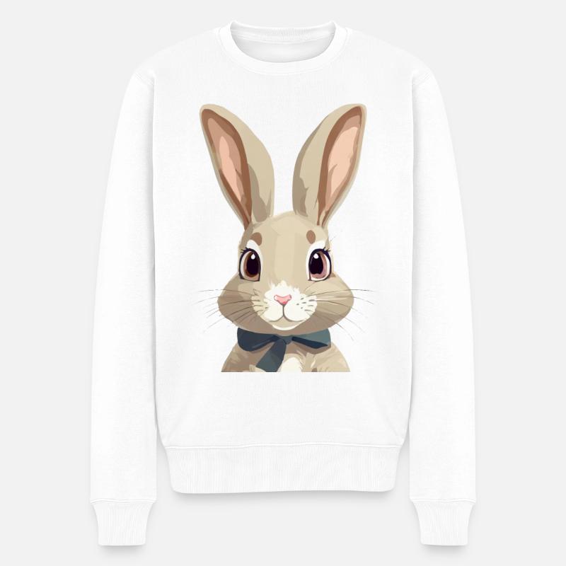 Niedlicher Hase - Männer Premium Bio Pullover - Weiß