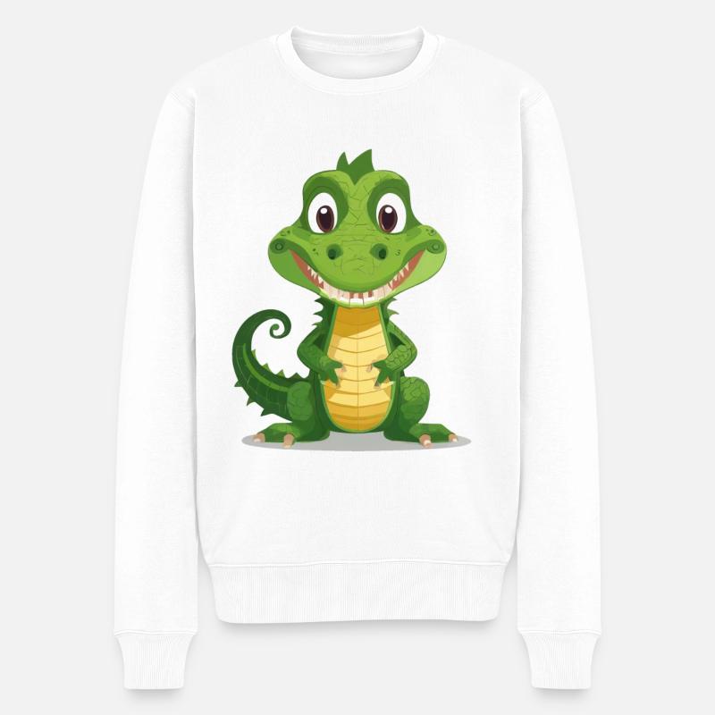 niedliches Krokodil - Männer Premium Bio Pullover - Weiß