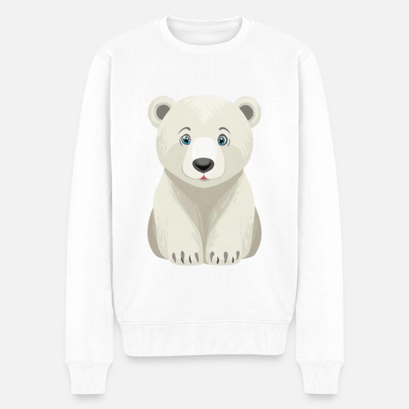 Niedlicher Eisbär - Männer Premium Bio Pullover - Weiß