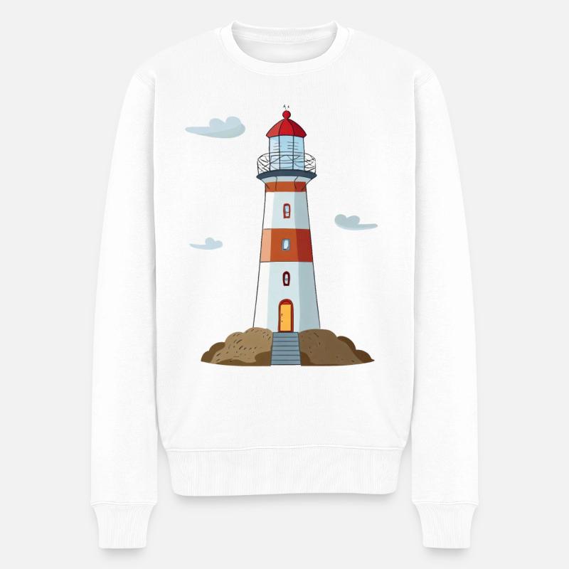 Leuchtturm - Männer Premium Bio Pullover - Weiß