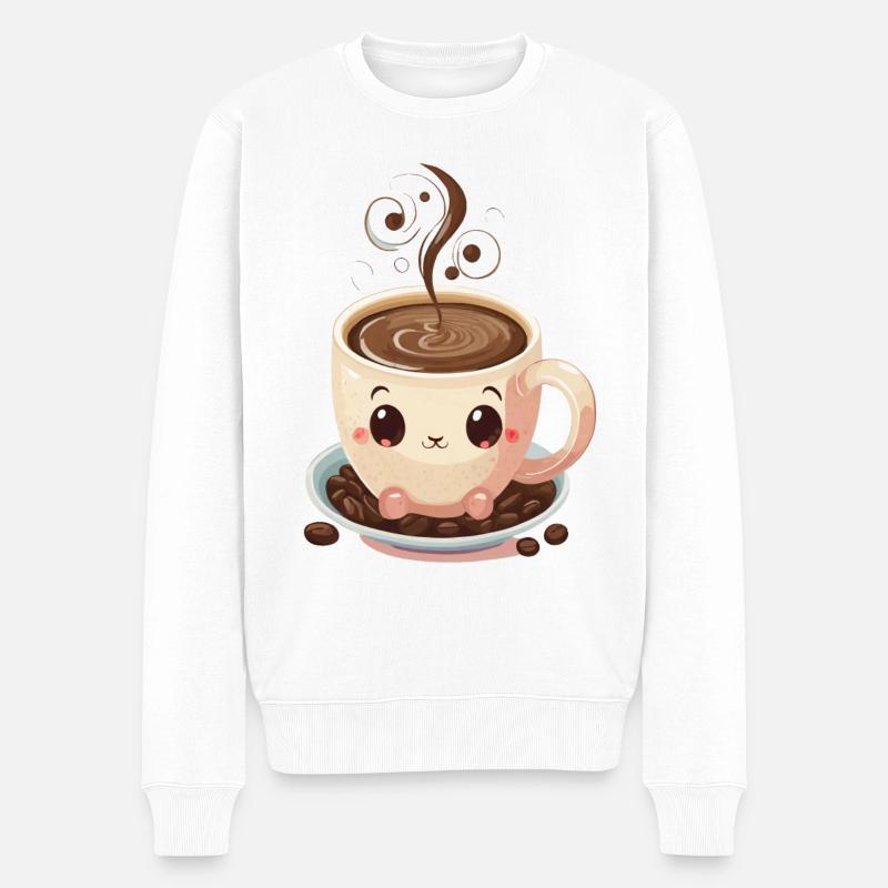 Tasse à café avec café chaud - Pull Premium bio Homme - blanc