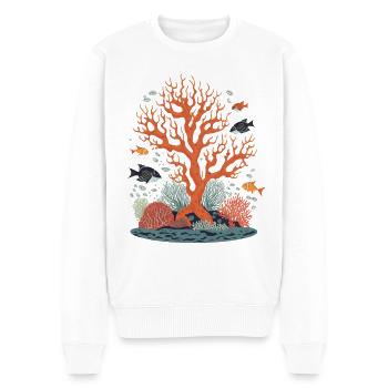 Récif corallien avec des poissons - Pull Premium bio Homme - blanc - Devant - Thijin (182cm)