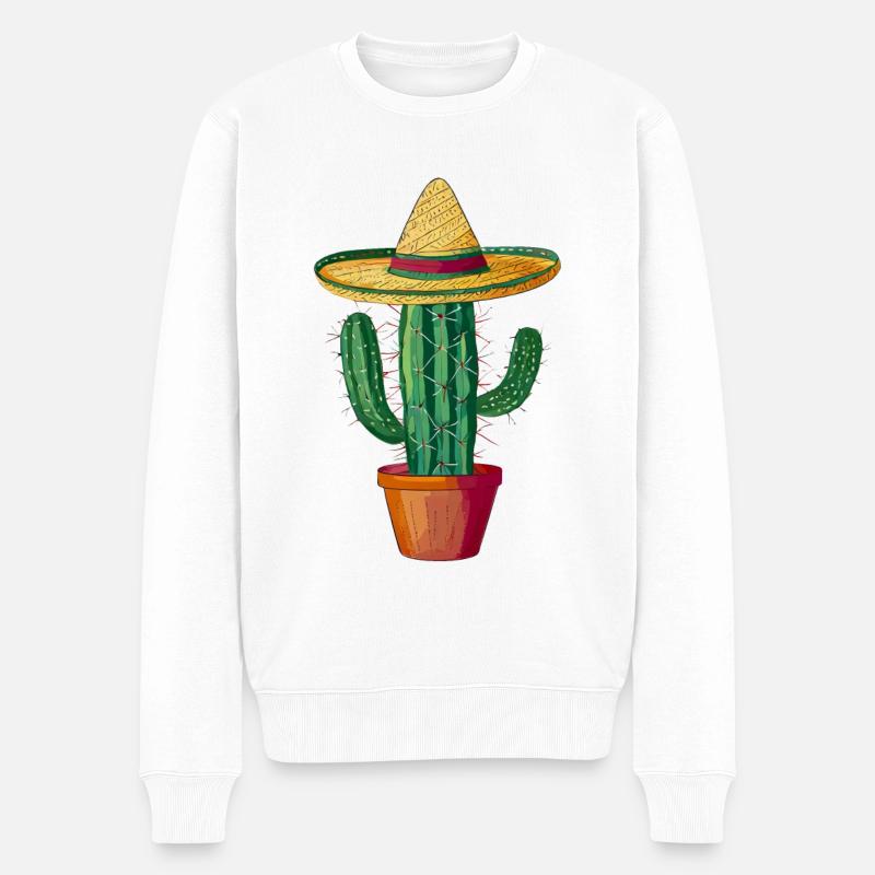 Cactus avec sombrero - Pull Premium bio Homme - blanc