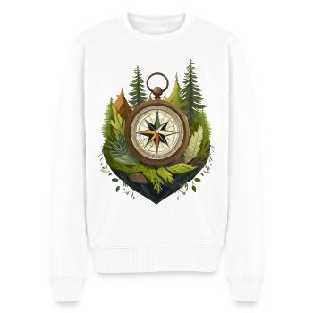 Mit dem Kompass ins Abenteuer - Männer Premium Bio Pullover - Weiß - Vorne - Thijin (182cm)