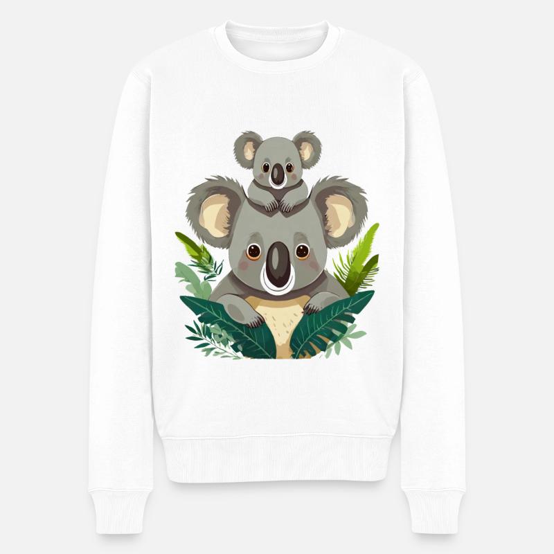 Niedlicher Koala im Urwald - Männer Premium Bio Pullover - Weiß