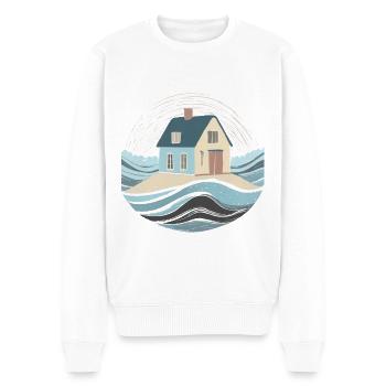 Haus am Meer - Männer Premium Bio Pullover - Weiß - Vorne - Thijin (182cm)
