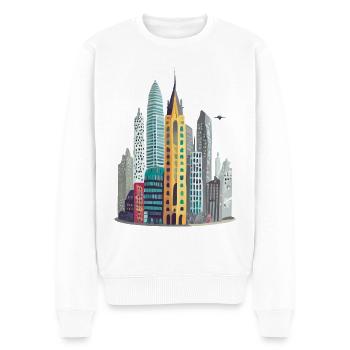 Grande ville avec des gratte-ciel - Pull Premium bio Homme - blanc - Devant - Thijin (182cm)