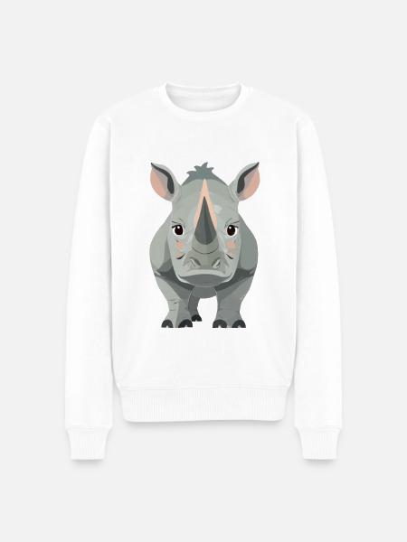 Rhinoceros - Men's Premium Organic Jumper - white
