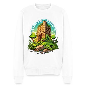 Auf ins Abenteuer – Ruine mit wilder Natur - Männer Premium Bio Pullover - Weiß - Vorne - Thijin (182cm)
