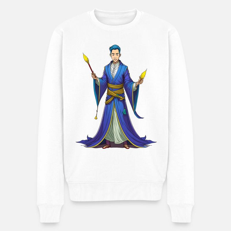 Chinesischer Zauberer - Männer Premium Bio Pullover - Weiß