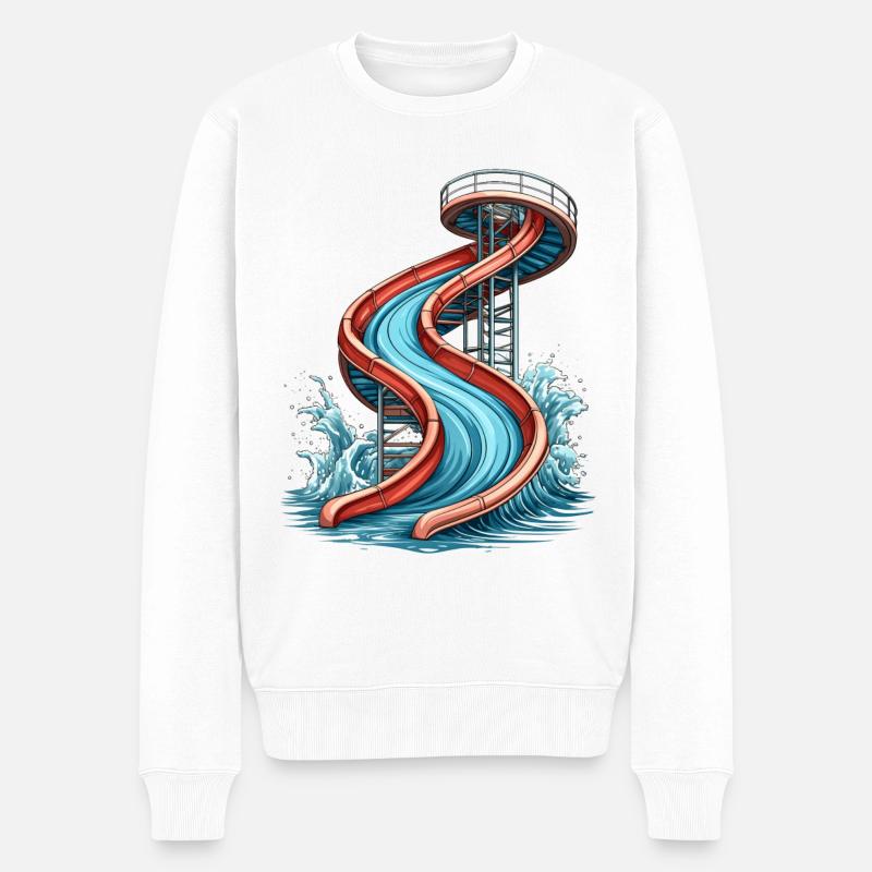 Wasserrutsche - Männer Premium Bio Pullover - Weiß