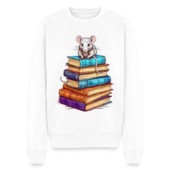 Leseratte - Männer Premium Bio Pullover - Weiß - Vorne - Thijin (182cm)